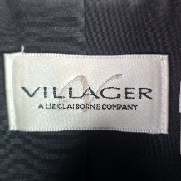 Villager Plaid Blazer Jacket 8 Black White Wool Blend Lined Padded Shoulder - Picture 4 of 14